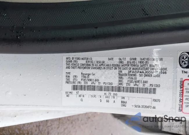 3FADP4AJ0DM103598: 44379260