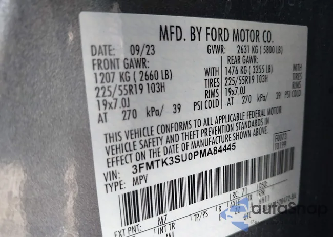 3FMTK3SU0PMA84445: 44379282