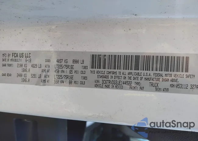 3C6TRVDG3JE144522: 44378827