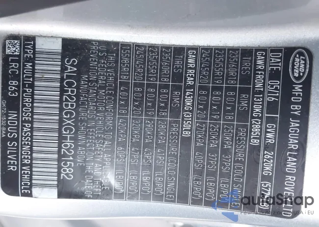 SALCR2BGXGH621582: 44378876