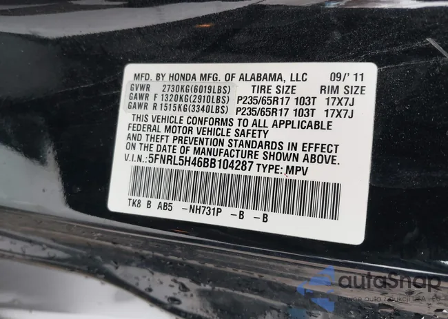 5FNRL5H46BB104287: 44380017