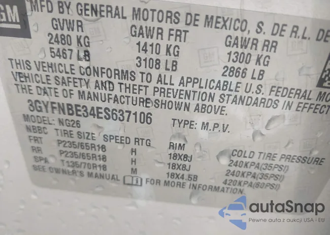 3GYFNBE34ES637106: 44380101