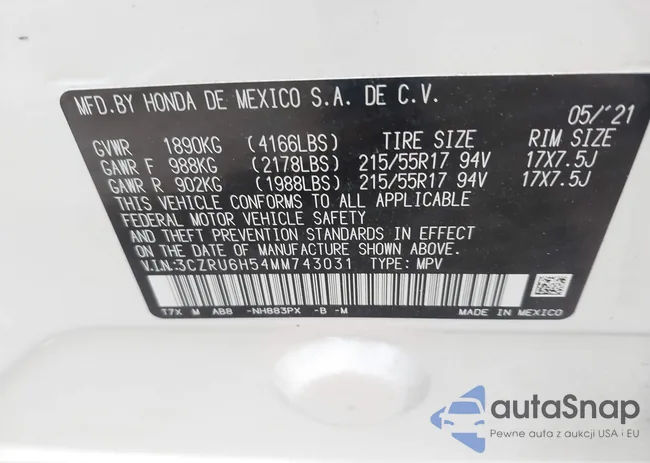 3CZRU6H54MM743031: 44380394