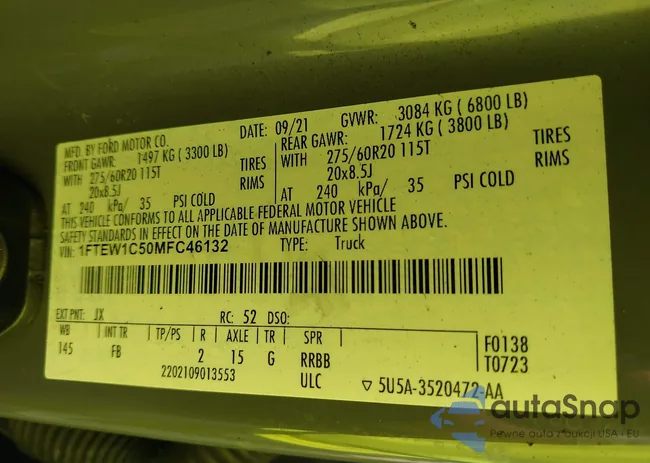 1FTEW1C50MFC46132: 44379521