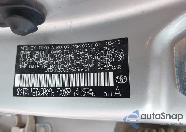 JTDKN3DU3C5456431: 44380909