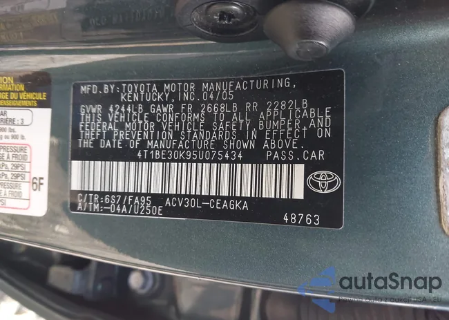 4T1BE30K95U075434: 44380995