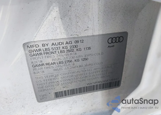 WA1VFAFL5DA125937: 44381191