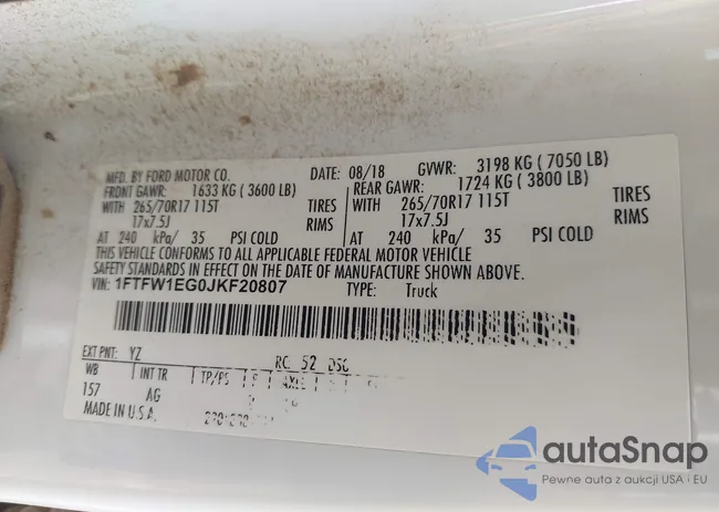 1FTFW1EG0JKF20807: 44381411