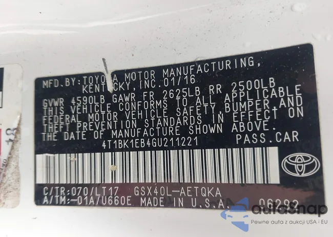 4T1BK1EB4GU211221: 44380532