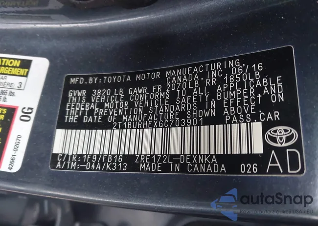 2T1BURHEXGC703901: 44382072