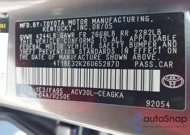 4T1BE32K26U652870: 44382106