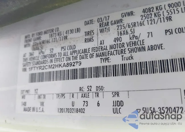 1FTYR2CM2HKA89279: 44382346