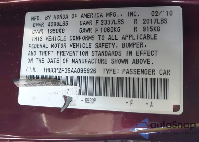 1HGCP2F36AA095926: 44382359