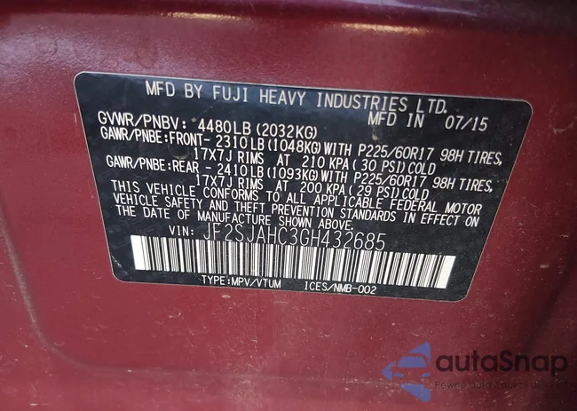 JF2SJAHC3GH432685: 44382486