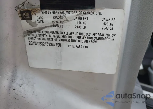 2G4WC532151302190: 44381547