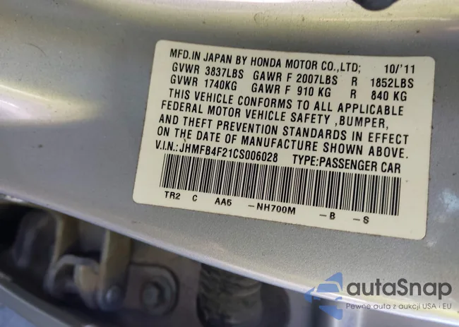 JHMFB4F21CS006028: 44381731