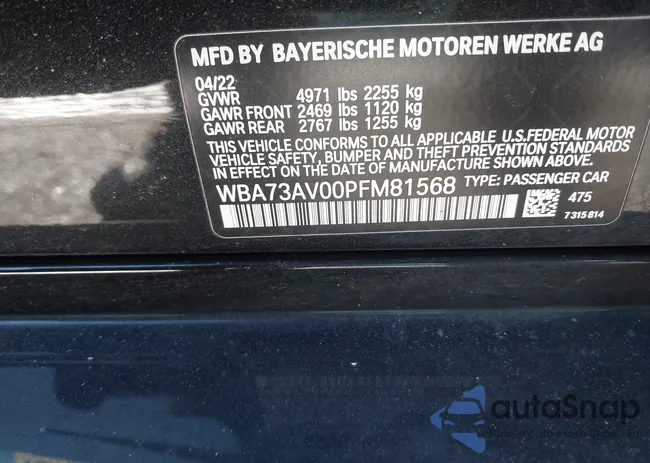 WBA73AV00PFM81568: 44381861