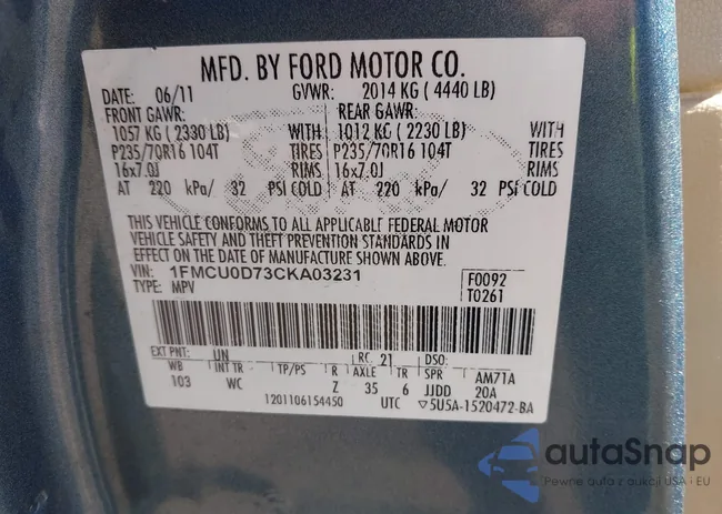 1FMCU0D73CKA03231: 44382988