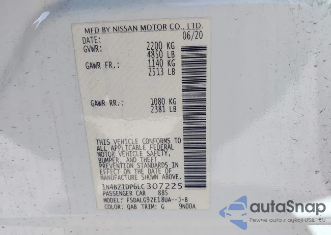 1N4BZ1DP6LC307225: 44383083