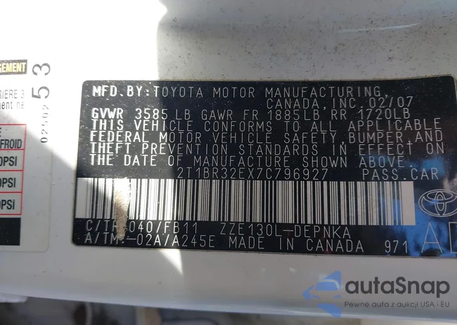 2T1BR32EX7C796927: 44383181