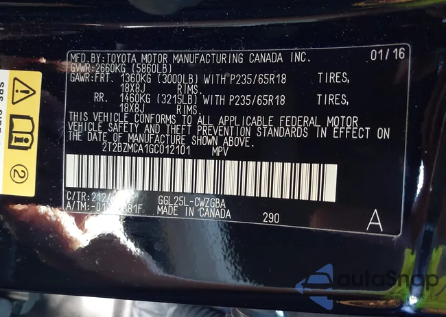 2T2BZMCA1GC012101: 44383208