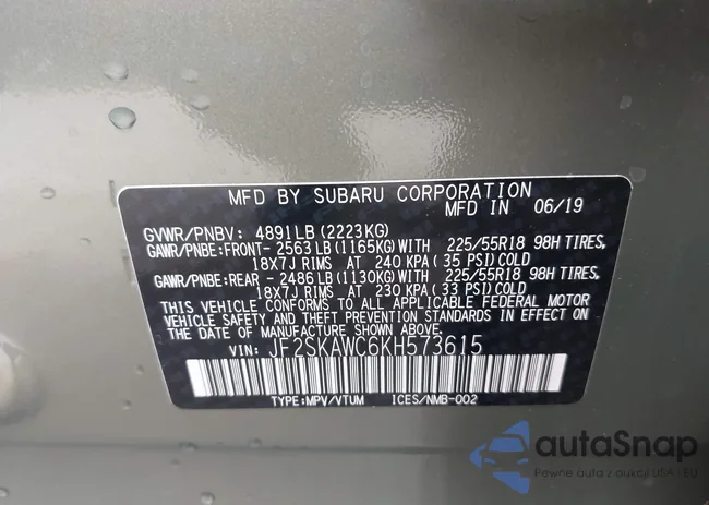 JF2SKAWC6KH573615: 44383322