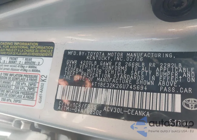 4T1BE32K26U745694: 44382575