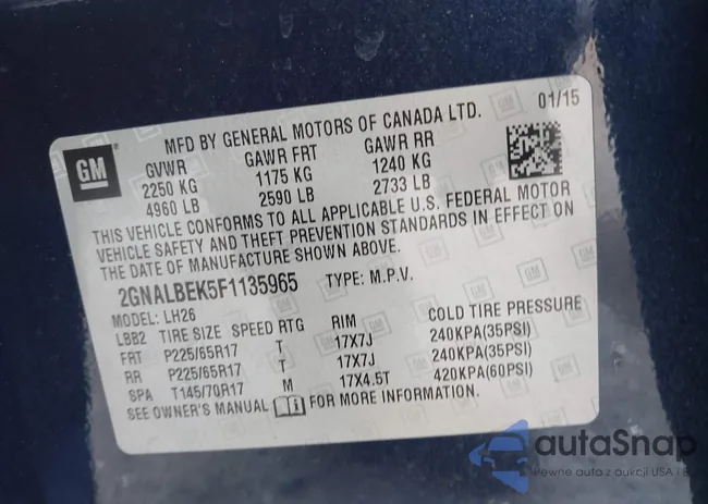 2GNALBEK5F1135965: 44382671