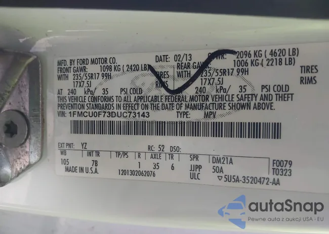 1FMCU0F73DUC73143: 44382883