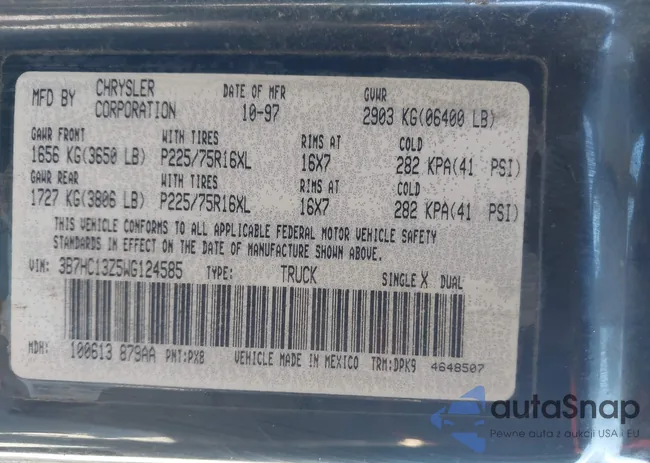 3B7HC13Z5WG124585: 44383982