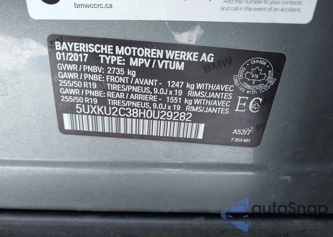 5UXKU2C38H0U29282: 44384030