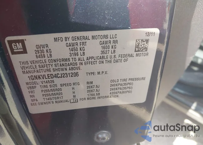 1GNKVLED4CJ231206: 44384081