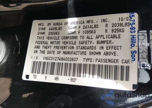 1HGCS12748A002607: 44384151