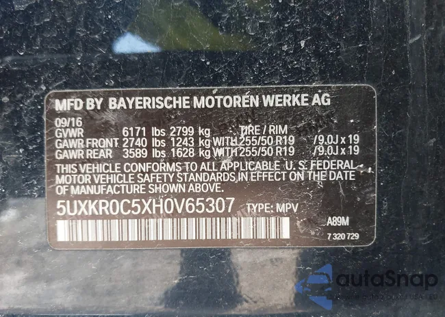 5UXKR0C5XH0V65307: 44384181