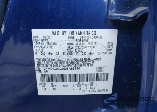 2FMDK3GC0DBA85760: 44384210