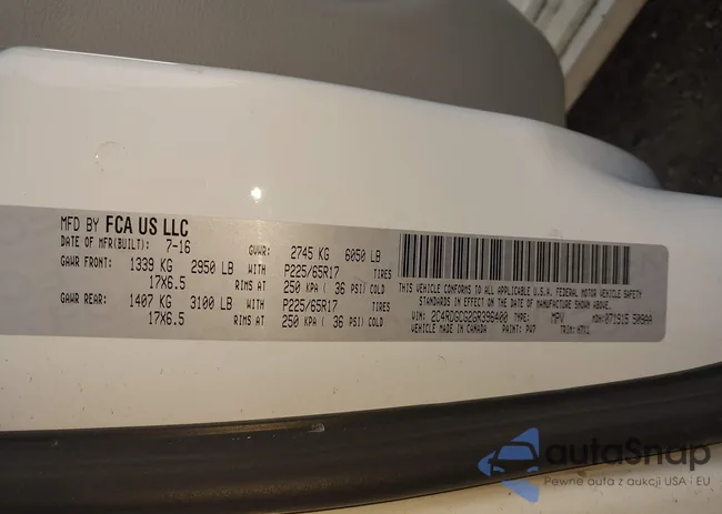 2C4RDGCG2GR396400: 44384294