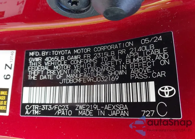 JTDBCMFE9RJ032169: 44384300