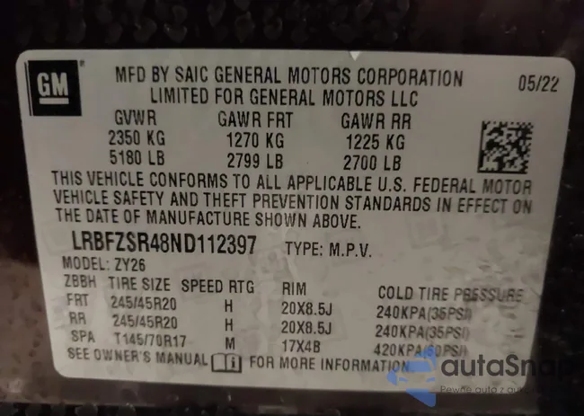 LRBFZSR48ND112397: 44384453