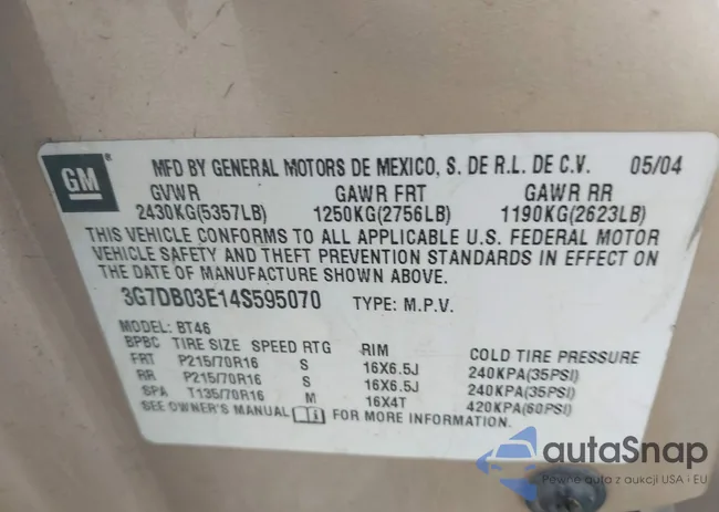 3G7DB03E14S595070: 44383529