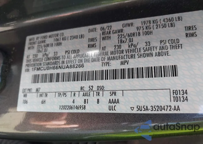 1FMCU0H66NUA88266: 44383533