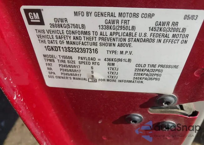 1GKDT13S232397316: 44383550