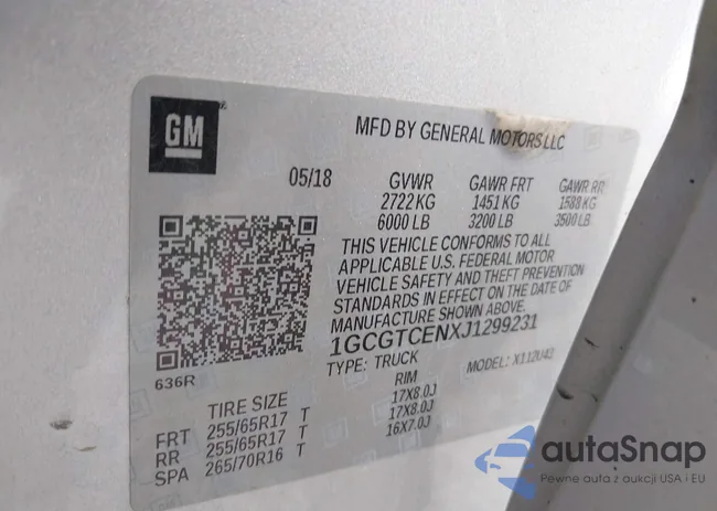 1GCGTCENXJ1299231: 44383589