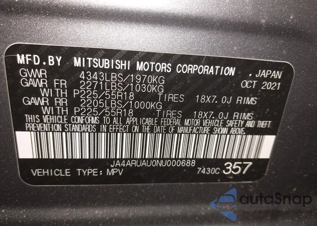 JA4ARUAU0NU000688: 44383862