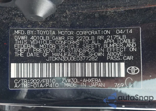 JTDKN3DU0E0377282: 44383876