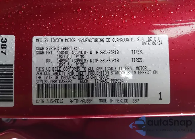 3TYLB5JN8RT032692: 44384953