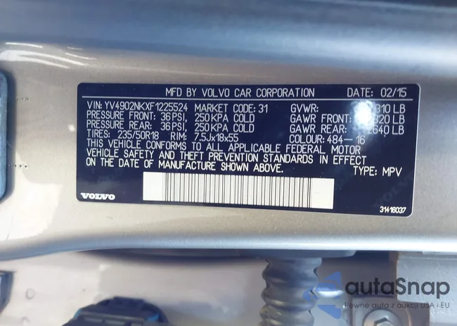 YV4902NKXF1225524: 44384988