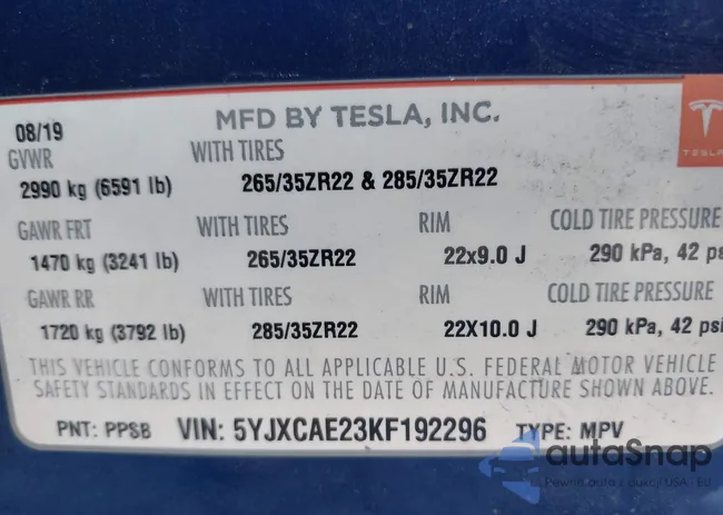 5YJXCAE23KF192296: 44385015