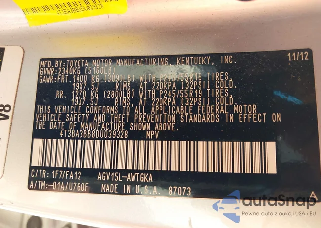 4T3BA3BB8DU039328: 44385037