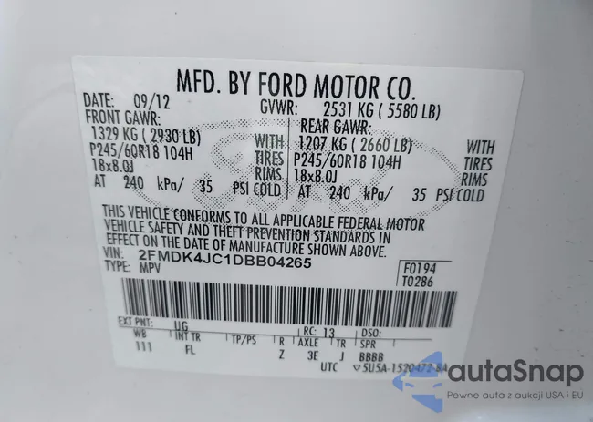 2FMDK4JC1DBB04265: 44385081