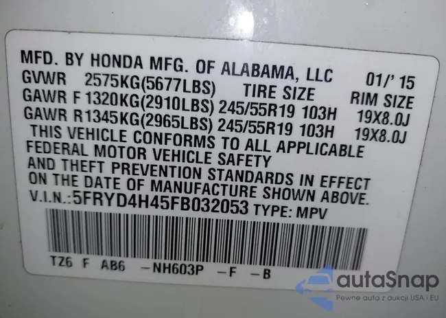 5FRYD4H45FB032053: 44385091